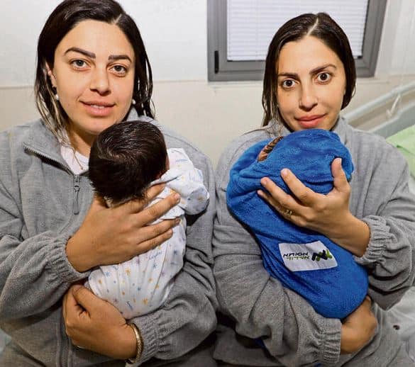 תאומות ילדו במקביל