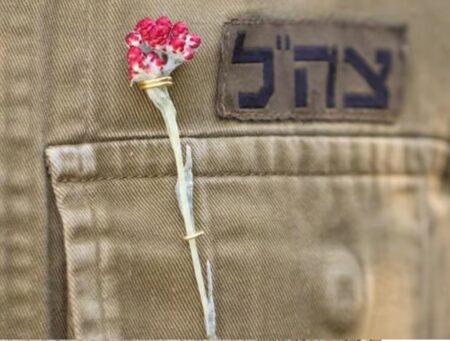 סיכת "דם המכבים" על מדי צה"ל לזכרו של נוסי הרשקוביץ זל(צילום: טובי שריד)